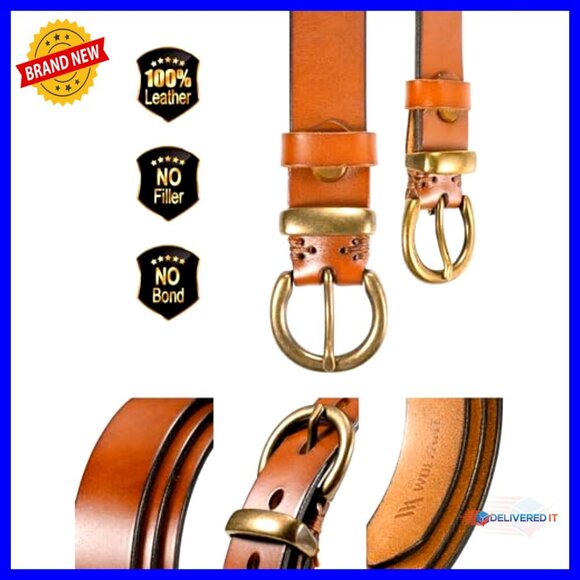 Full Grain Leather Belt with Vintage Buckle, 1.1\